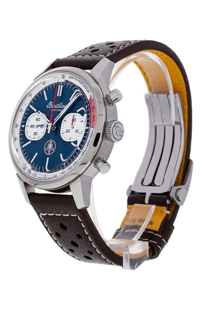 Watchfinder & Co. Breitling x Shelby Cobra Preowned 2023 Top Time AB0176 Automatic Leather Strap Watch, 41mm, Alternate, color, Blue