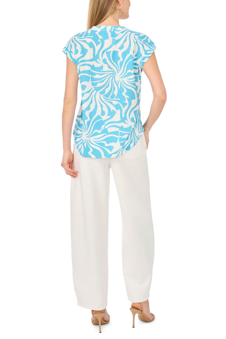 Split Neck Cap Sleeve Top, Alternate, color, NILE BLUE
