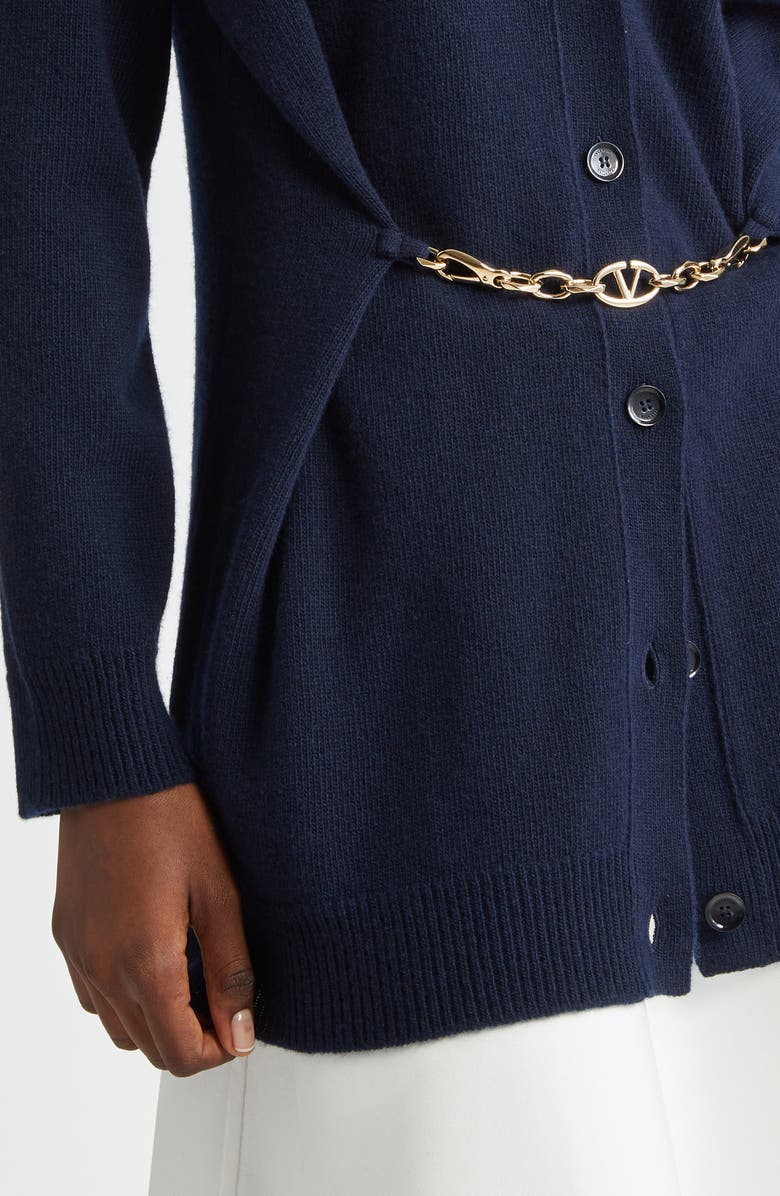 Valentino Garavani Chain Detail Virgin Wool Cardigan, Alternate, color,