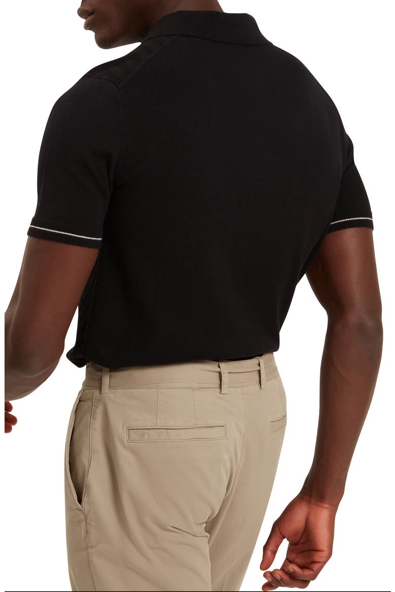 Chapal Black Cotton & Wool Polo, Alternate, color, BLACK