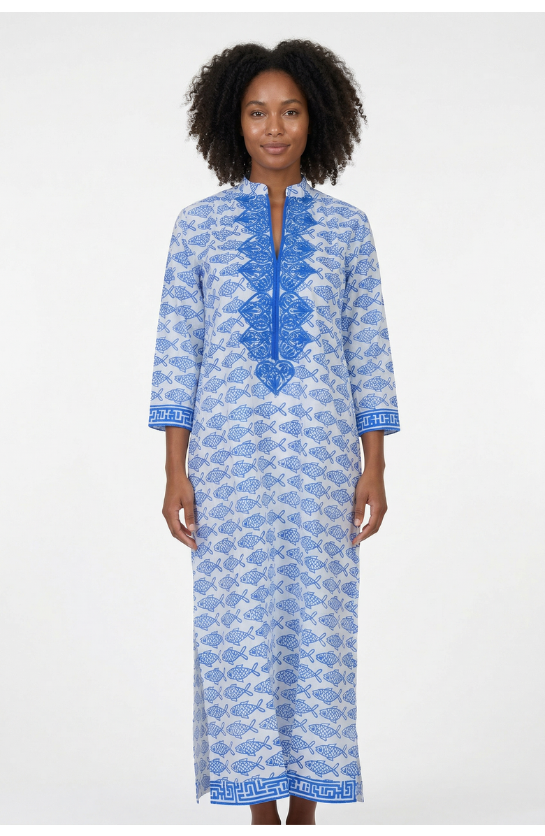 Ro's Garden Clorinda Long Kurta, Alternate, color, Blue Coi