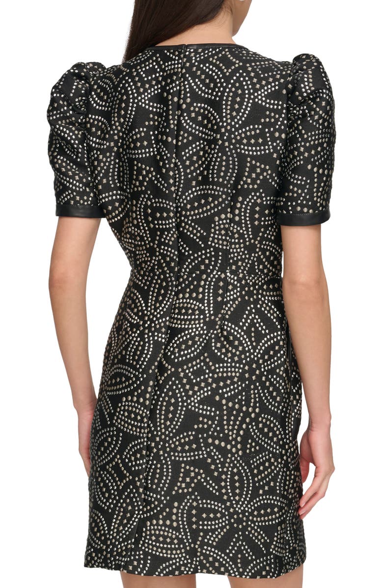 DKNY Stud Shoulder Cutout Puff Sleee Minidress, Alternate, color,