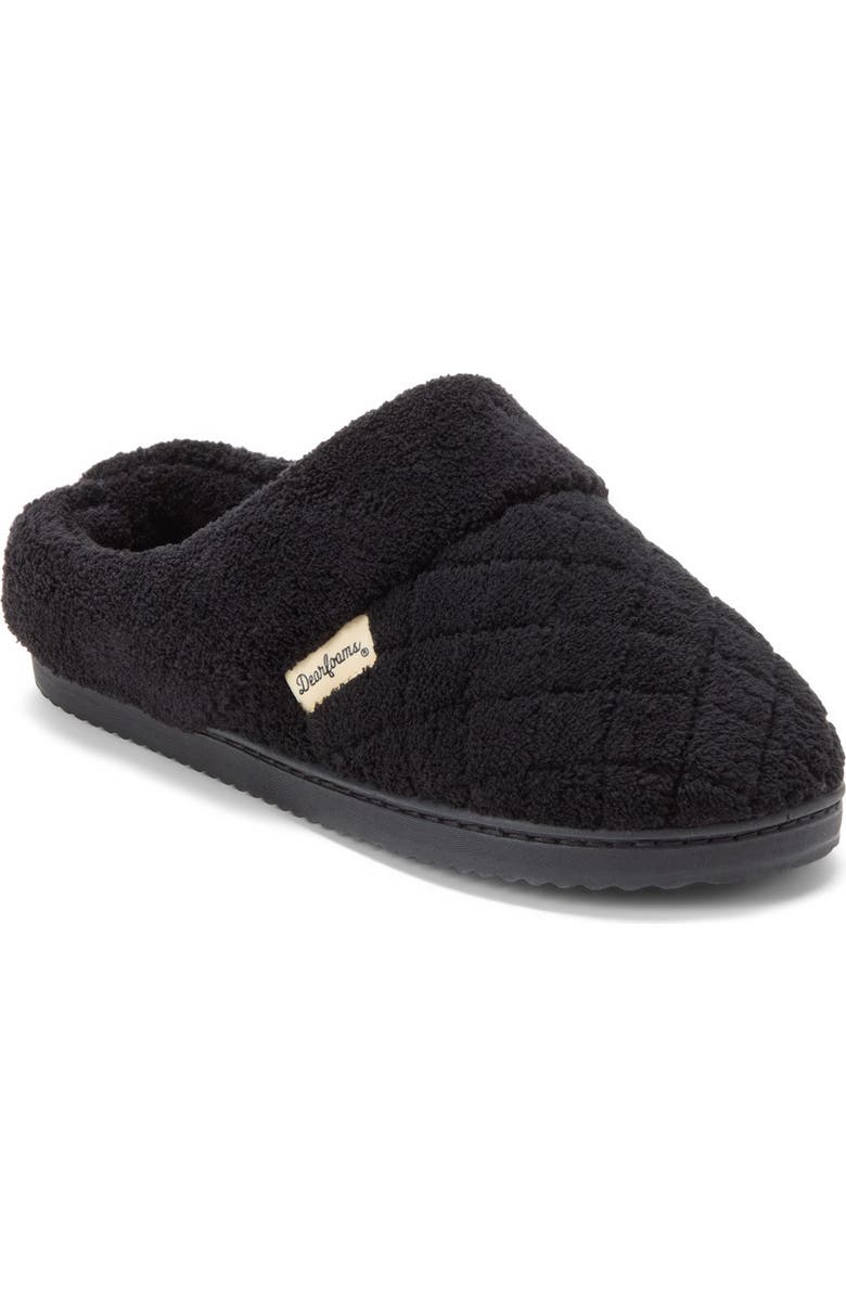 DEARFOAMS Libby Quilted Terry Clog Slipper, Main, color, Black