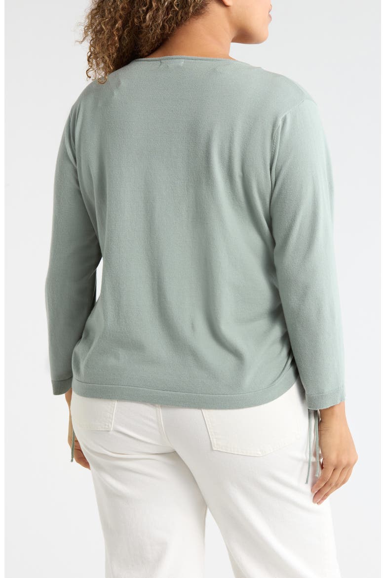 Cinching Side Tie Pullover Sweater, Alternate, color, SEAMIST