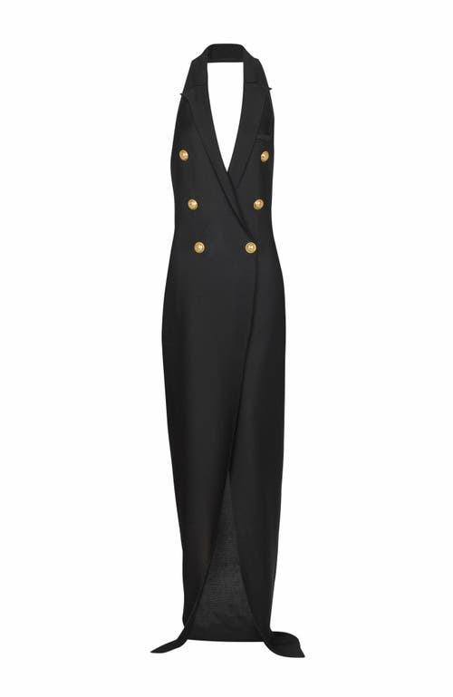 Balmain 6 Buttons Long Halterneck Knit Dress Clothing In Black