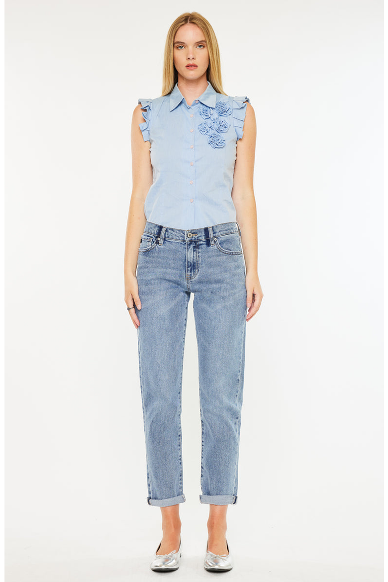 Lindsey Mid Rise Slim Boyfriend Jeans, Main, color, Medium Wash