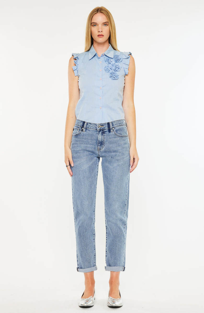 KanCan Lindsey Mid Rise Slim Boyfriend Jeans, Main, color, Medium Wash