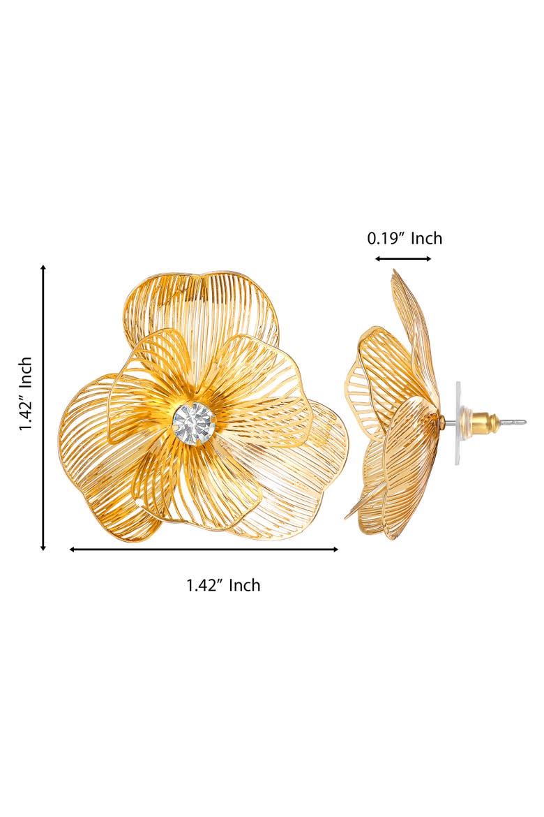 Textured Gold-Tone Petal Flower Stud Earrings, Alternate, color, Gold
