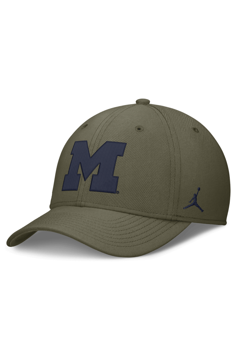 Men's Jordan Brand  Olive Michigan Wolverines Primetime SwooshFlex Dri-FIT Hat, Main, color, Olive