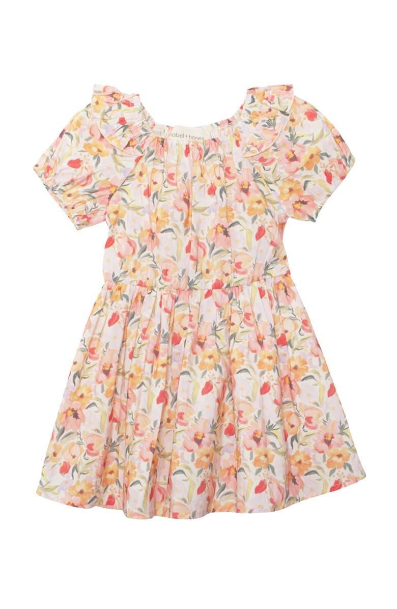 Mabel + Honey Blooming Florals Short Gathered Sleeve Dress, Main, color, Floral