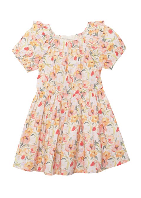 Blooming Florals Short Gathered Sleeve Dress