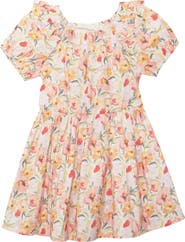 Mabel + Honey Blooming Florals Short Gathered Sleeve Dress