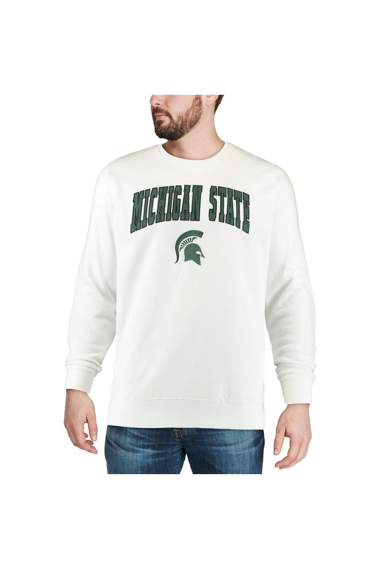 Men's Colosseum White Michigan State Spartans Arch & Logo Crew Neck Sweatshirt, Alternate, color, White