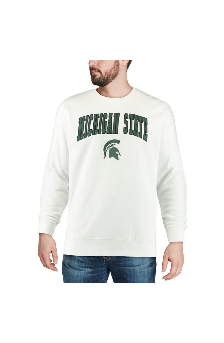 COLOSSEUM Men's Colosseum White Michigan State Spartans Arch & Logo Crew Neck Sweatshirt, Alternate, color, White
