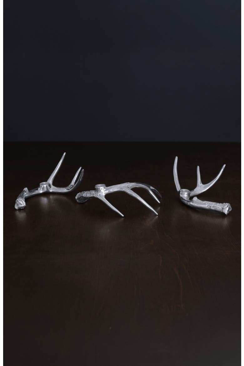 Western Antler Candlestick Set of 3, Alternate, color, Silver
