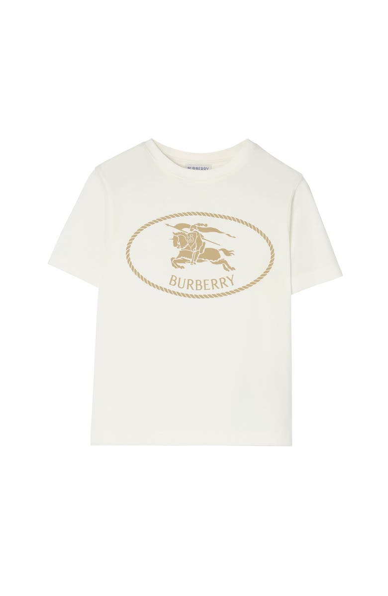 Burberry Knight Stamp Cotton T-shirt, Main, color, Chalk White