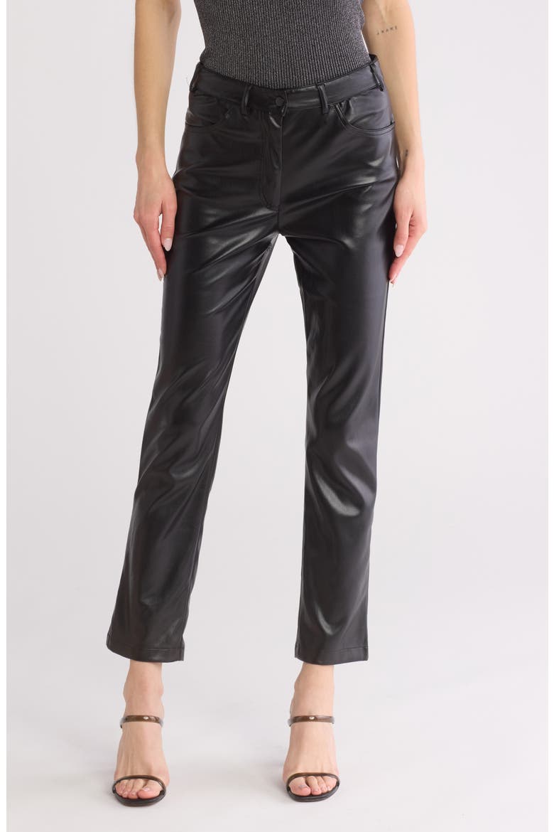 Morgan High Waist Faux Leather Pants, Main, color, BLACK