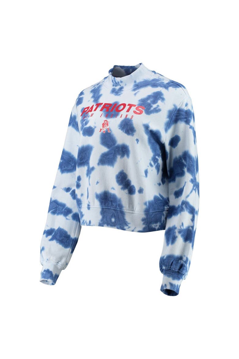 Women's Junk Food Navy New England Patriots Tie-Dye Cropped Pullover Sweatshirt, Alternate, color, Navy