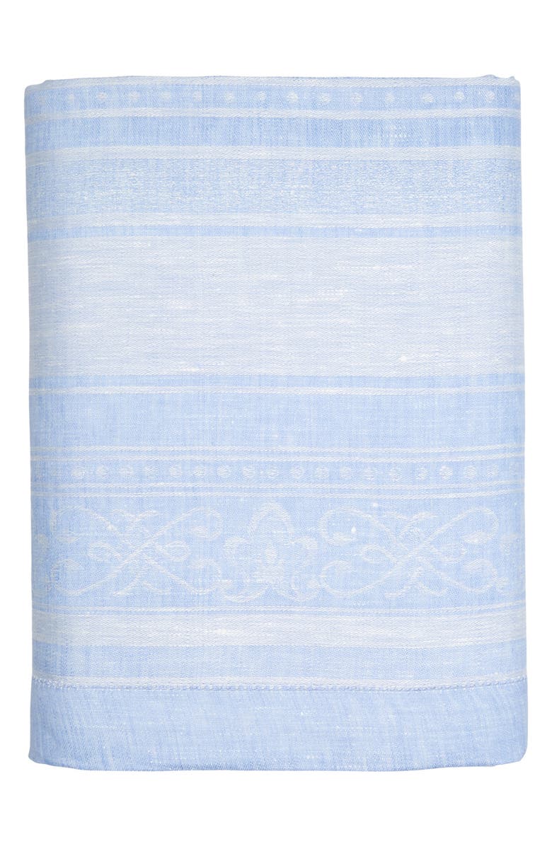 FRENCH HOME Linen 71" x 71" Astra Tablecloth, Main, color, Light Blue