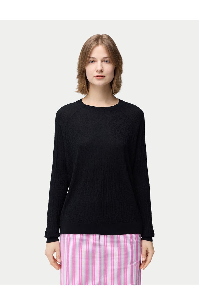 GOBI Mongolian Cashmere Silk Cashmere Textured Sweater, Main, color, Black