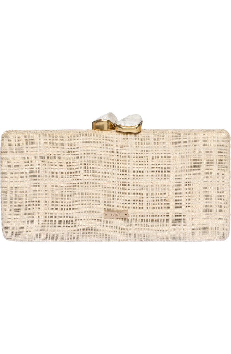 Rafe New York Alessandra Rattan Long Clutch, Alternate, color, White