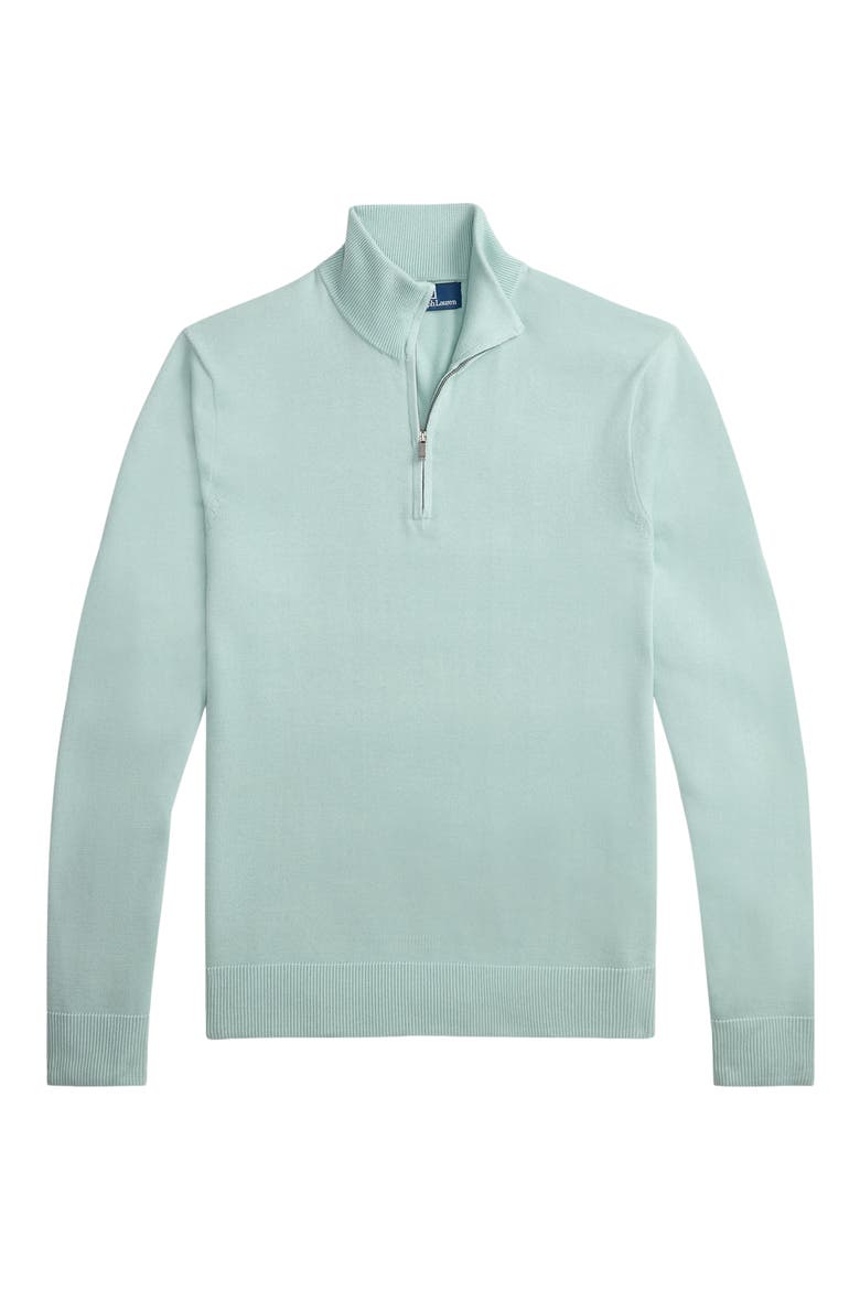 Quarter Zip Cotton Sweater, Alternate, color, PALE BLUE