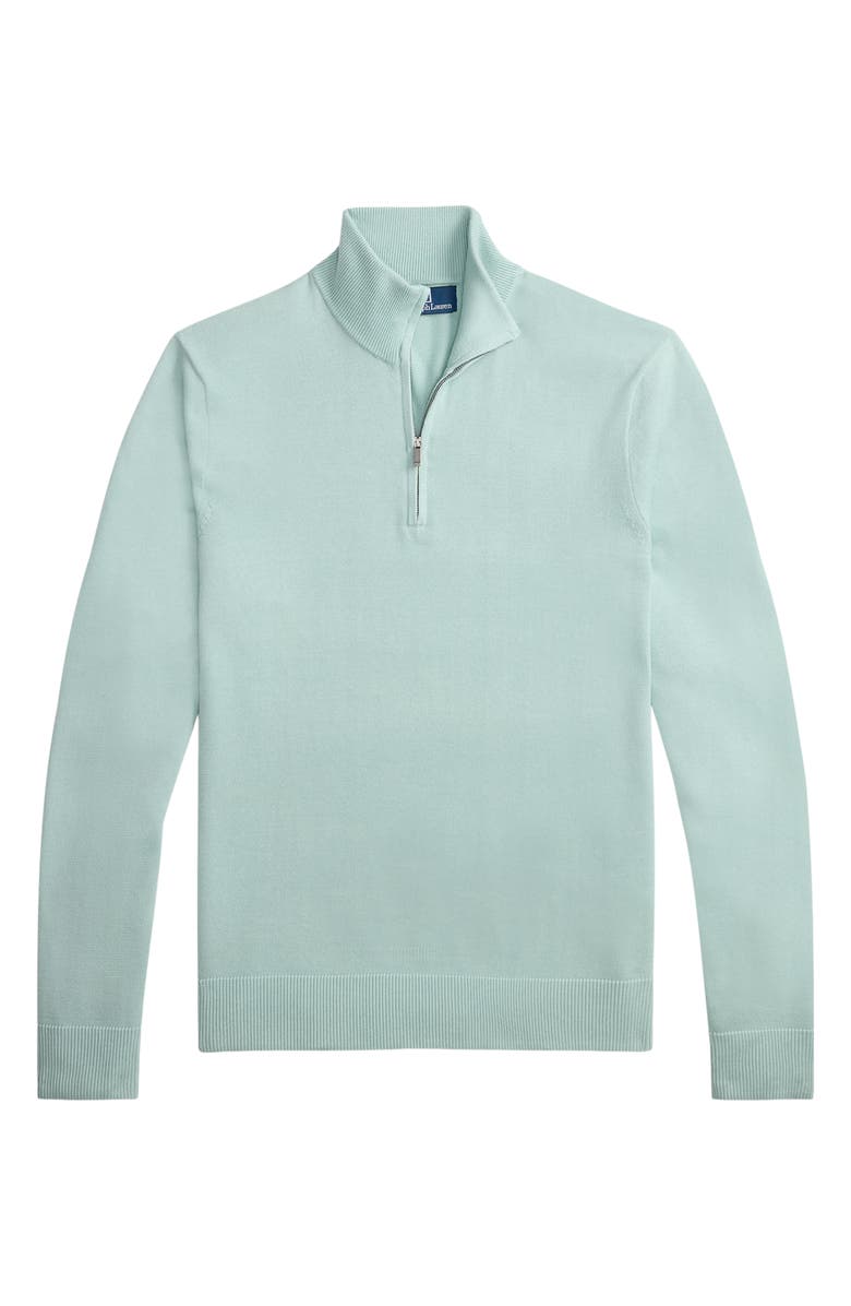 Polo Ralph Lauren Quarter Zip Cotton Sweater, Alternate, color, Pale Blue