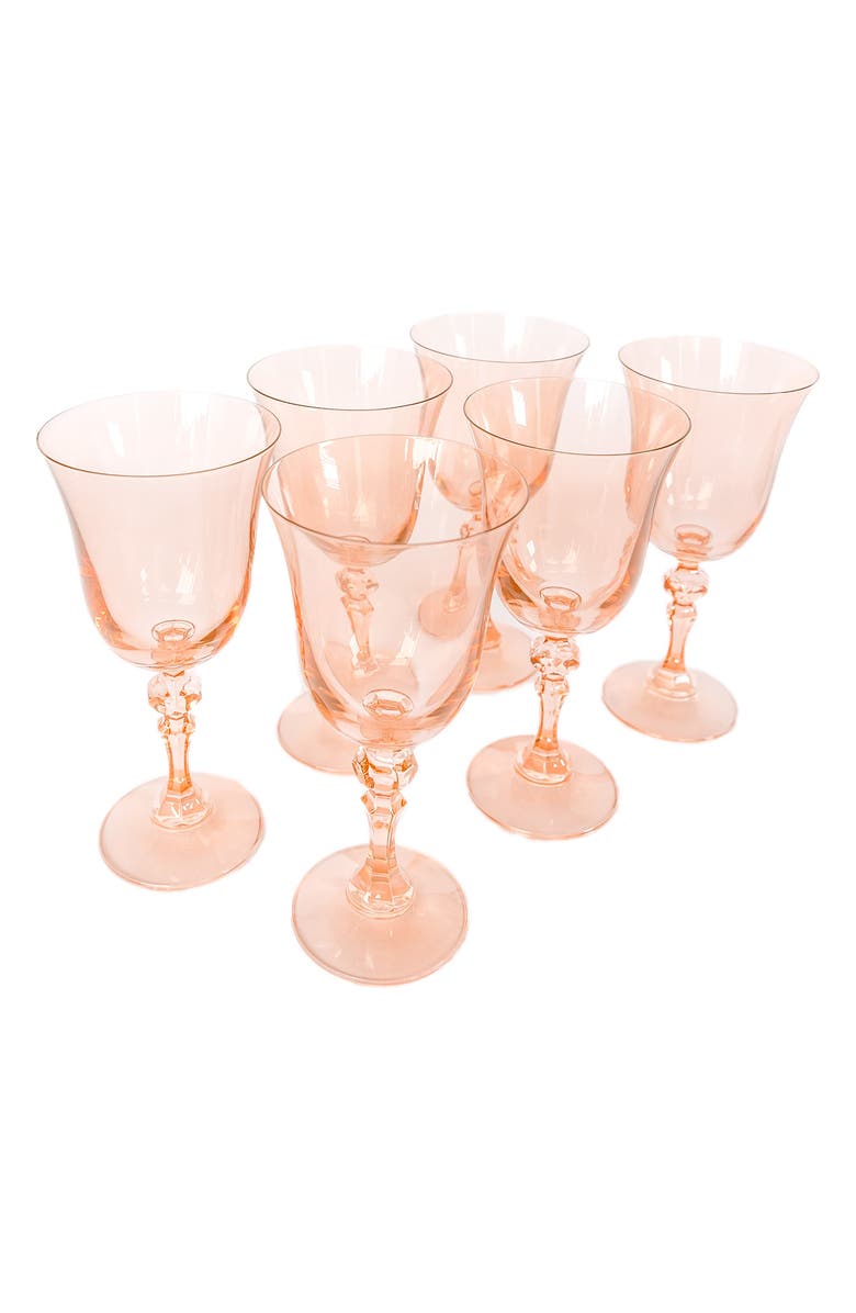 Estelle Colored Glass Set of 6 Regal Goblets, Main, color, Blush Pink