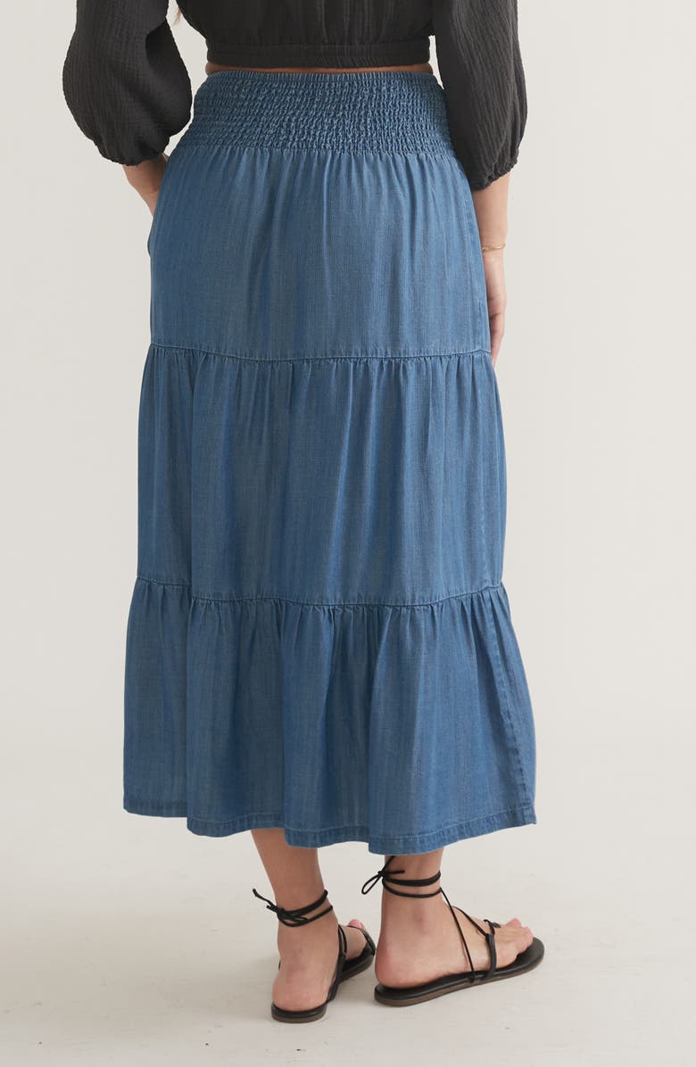 Marine Layer Valeria Chambray Tiered Maxi Skirt, Alternate, color, 