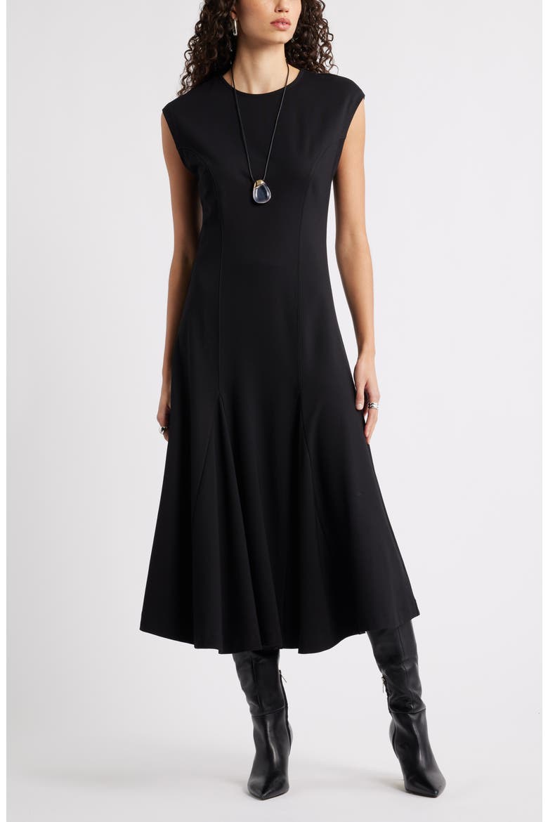 Princess Seam Fit & Flare Dress, Main, color, BLACK
