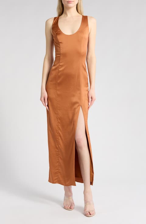 Sleeveless Satin Maxi Dress