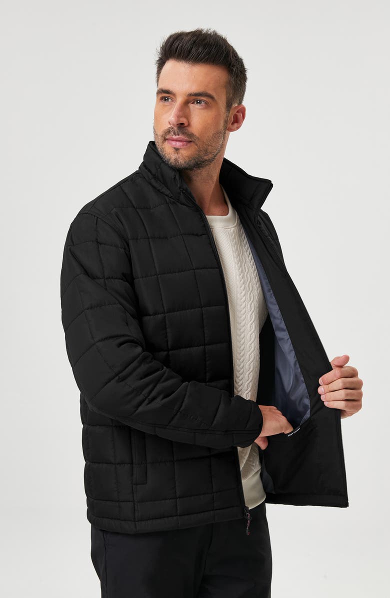 HAWKE & CO Box Quilt Hooded Puffer Jacket, Alternate, color, Black