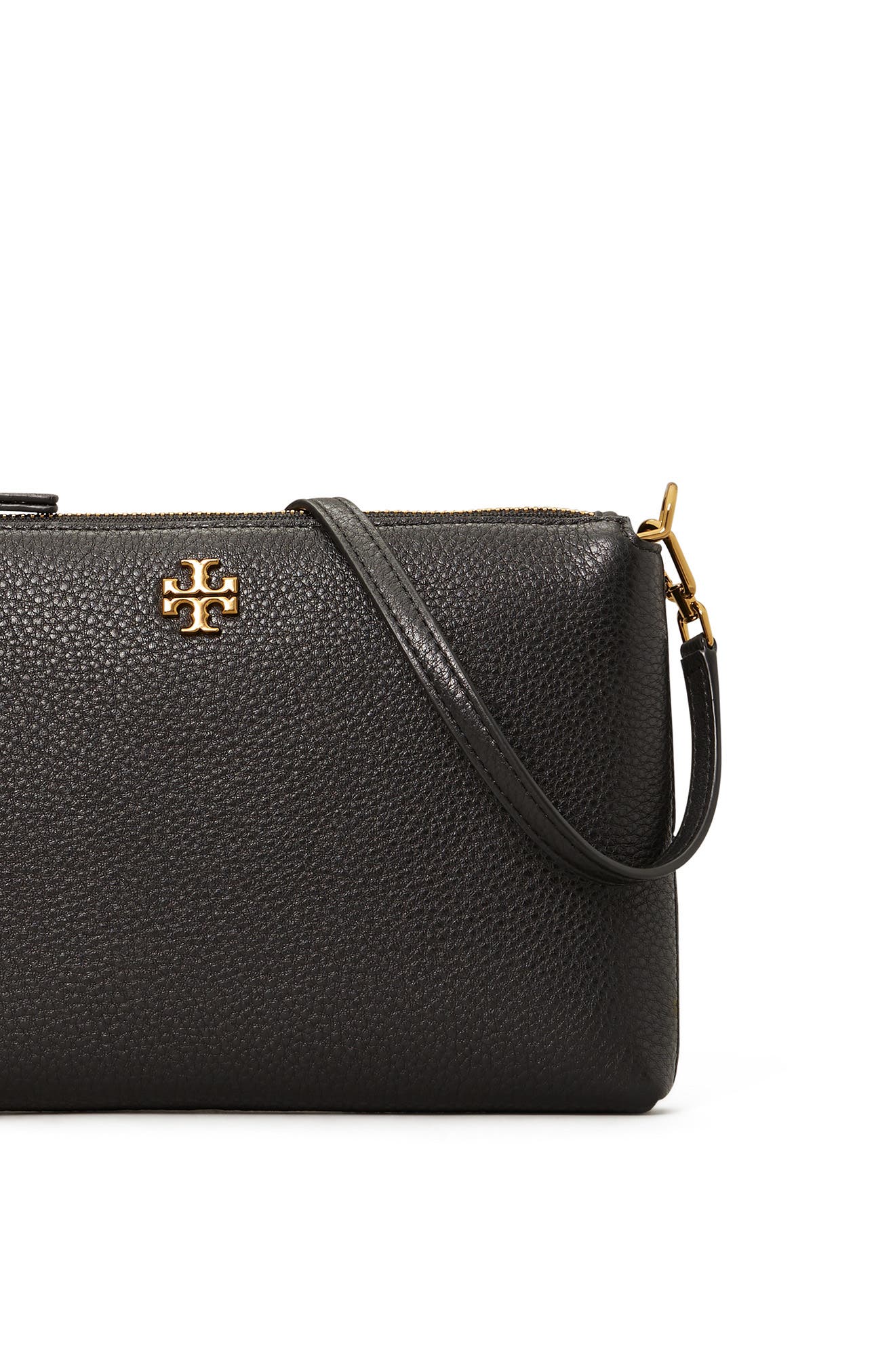 Tory Burch Mercer Pebbled Zip Crossbody Bag, Alternate, color, Black