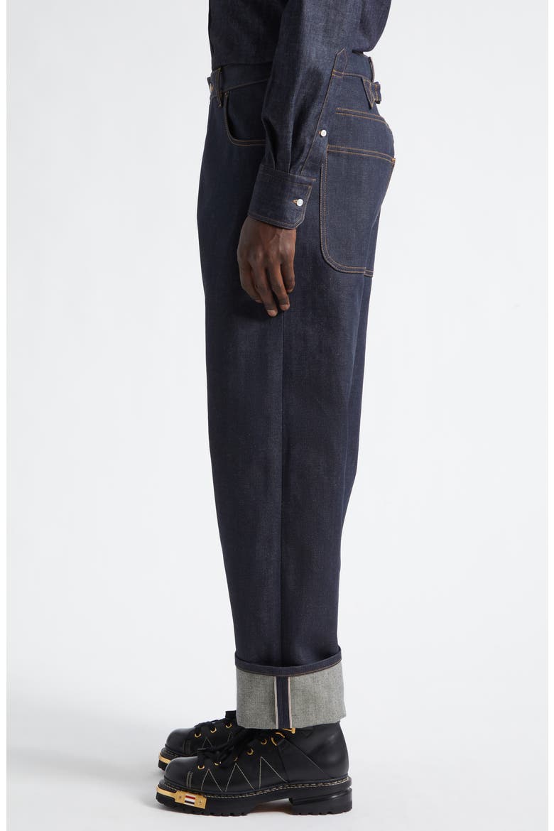 Straight Leg Selvedge Denim Jeans, Alternate, color, NAVY