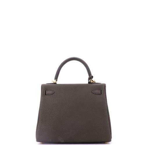 Pre-owned Hermes Hermes Kelly Handbag Green Togo With Gold Hardware 25 In Neutral