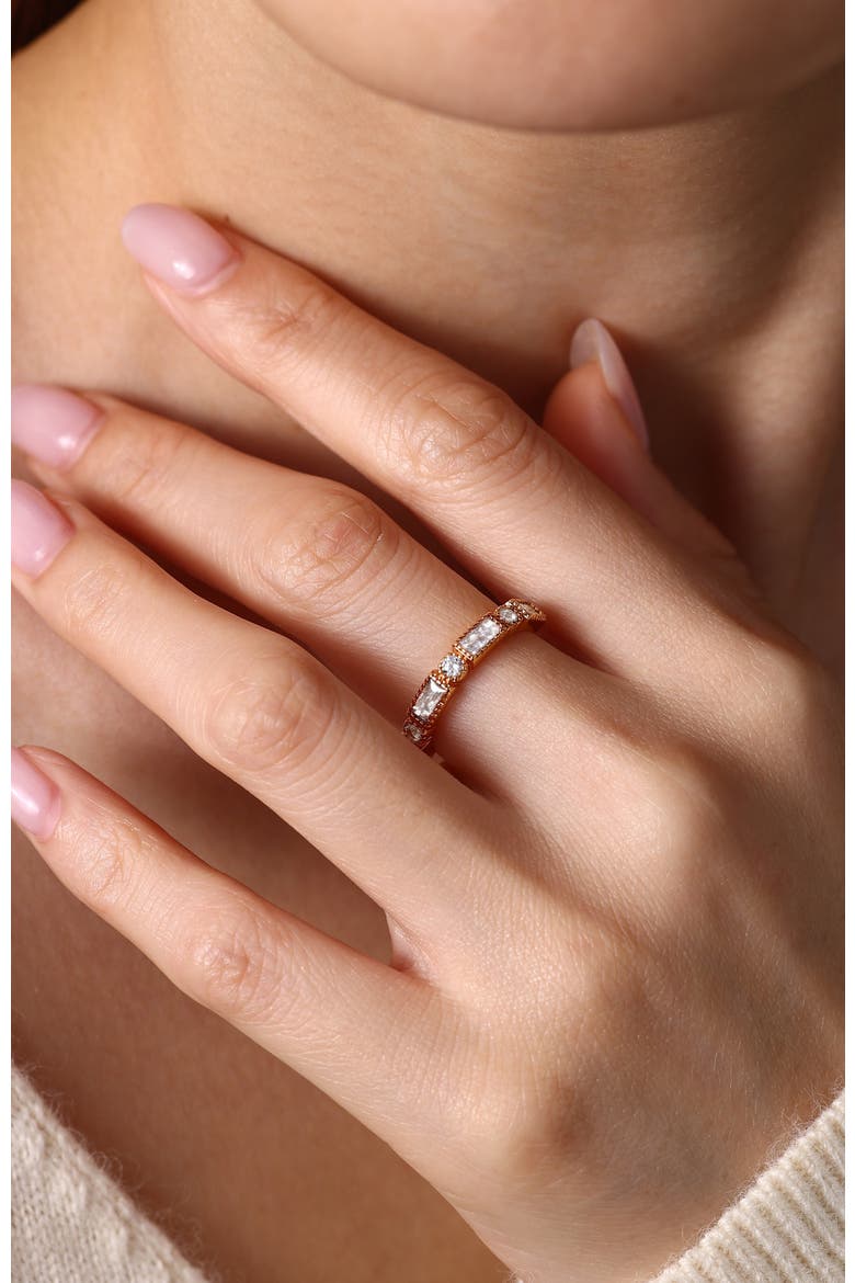 Round & Baguette Vintage Ring, Alternate, color, Gold