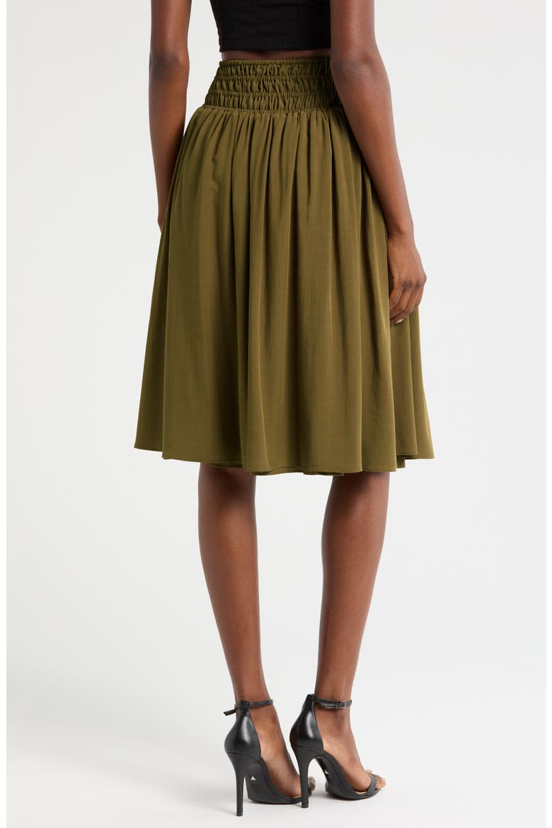 Smock Waist Skirt, Alternate, color, OLIVE