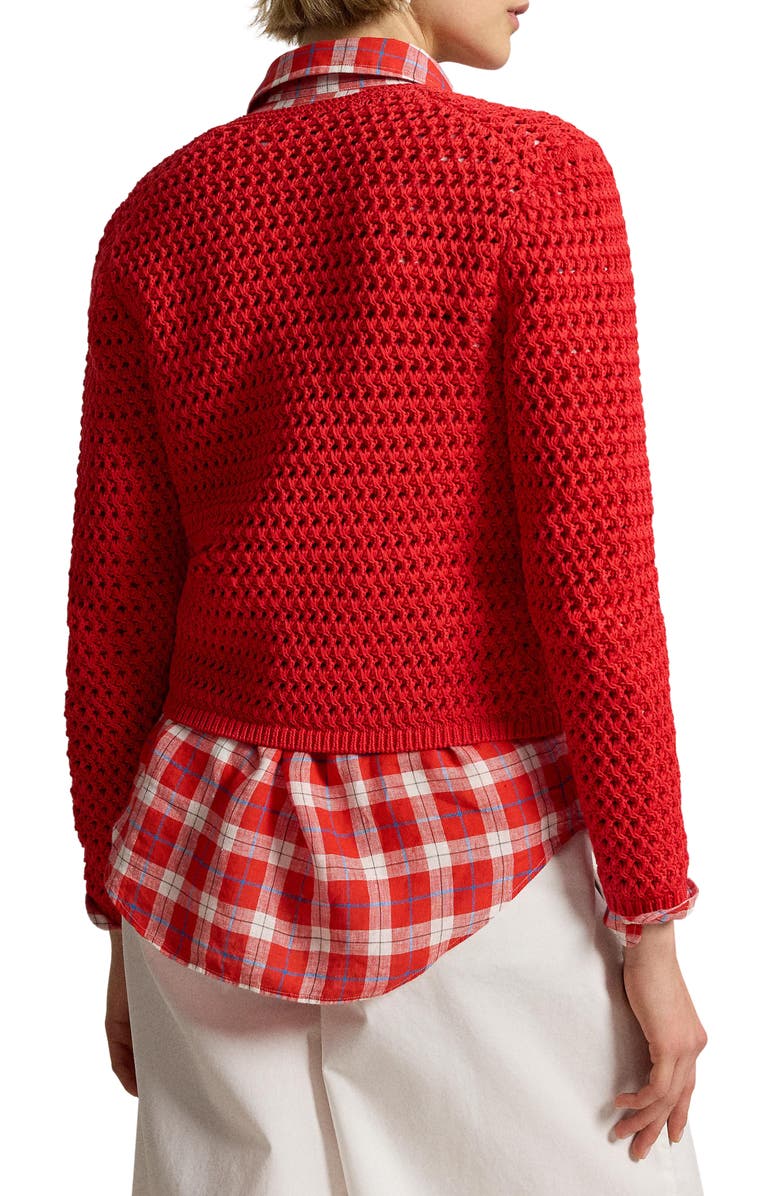 Polo Ralph Lauren Big Pony Cotton Cardigan, Alternate, color, Petal Rose