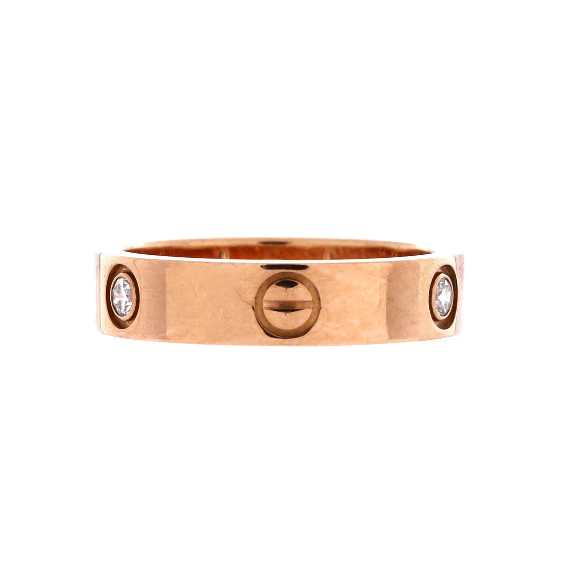 Love 3 Diamonds Band Ring 18K Rose Gold with Diamonds, Alternate, color, Metallic Gold