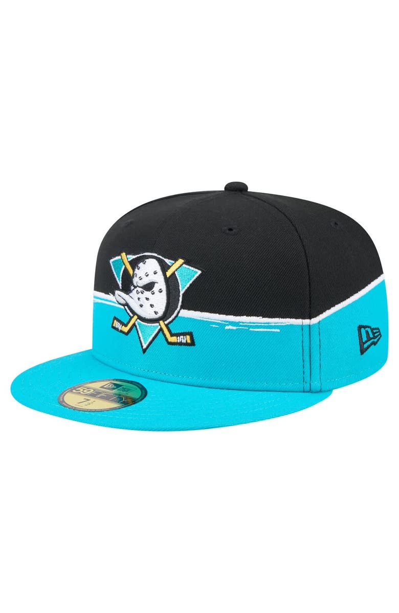 New Era Men's New Era Teal/Black Anaheim Ducks Vintage Color Dip 59FIFTY Fitted Hat, Alternate, color, 
