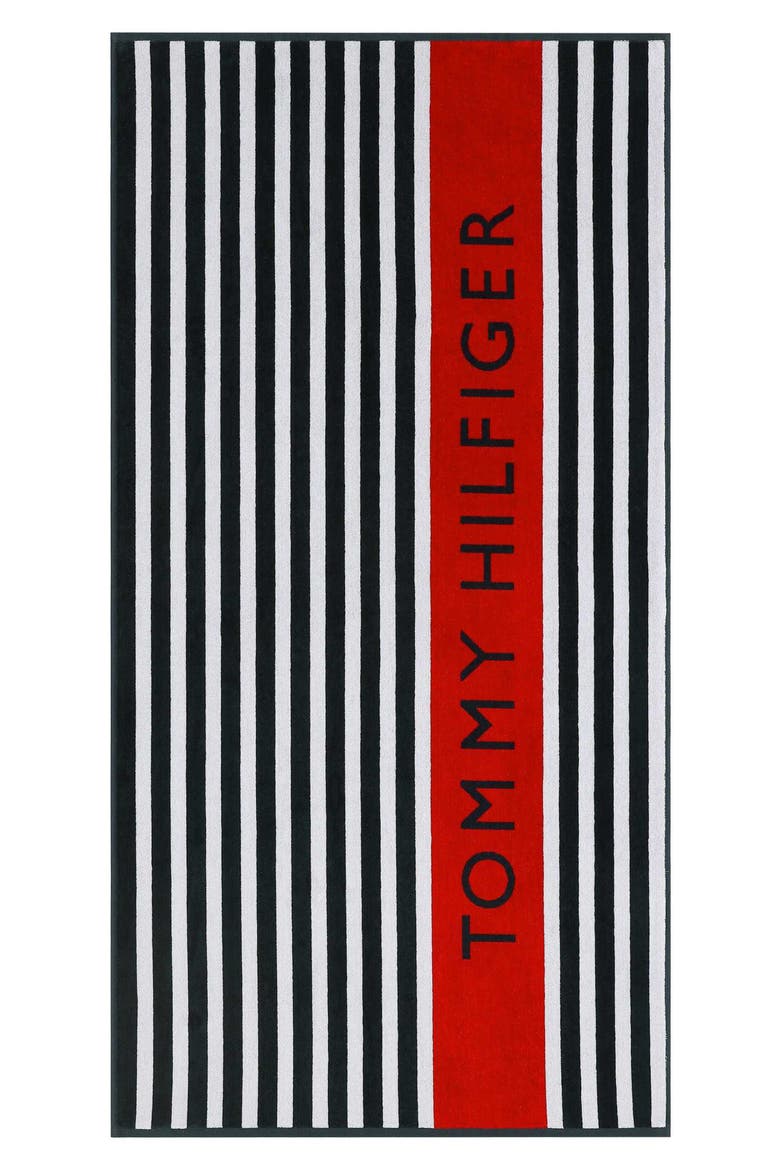 Leisure Beach Towel, Alternate, color, WHITE/ MIDNIGHT BLUE/ SCARLET