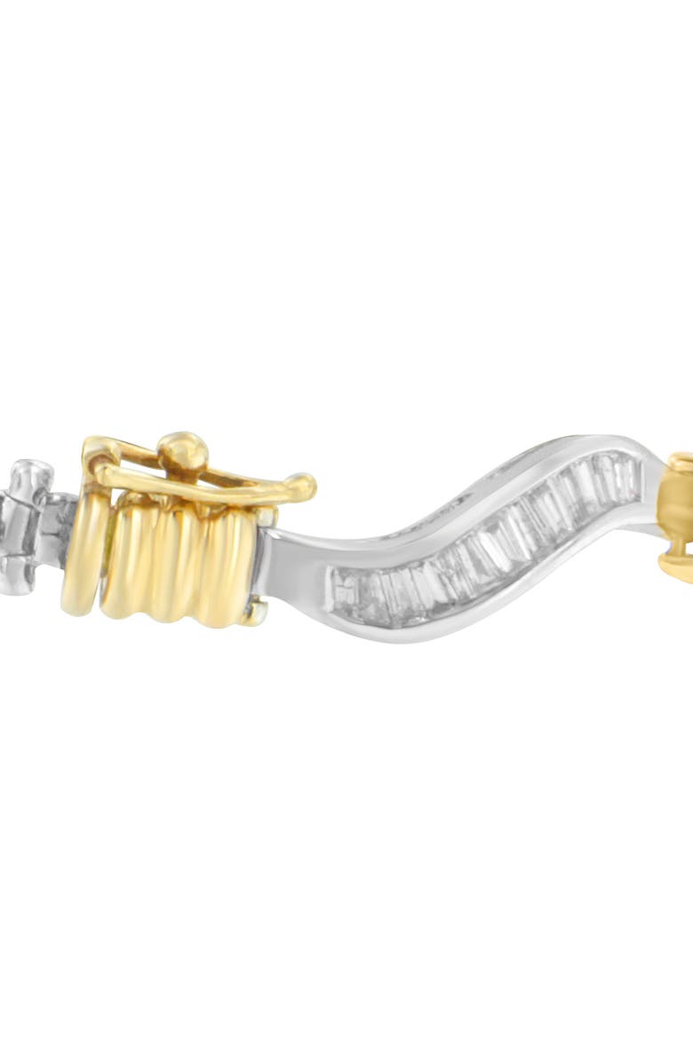 Haus of Brilliance Original Classics 10K Two-Tone Gold Baguette Cut Diamond Spiral Bracelet, Alternate, color, Yellow