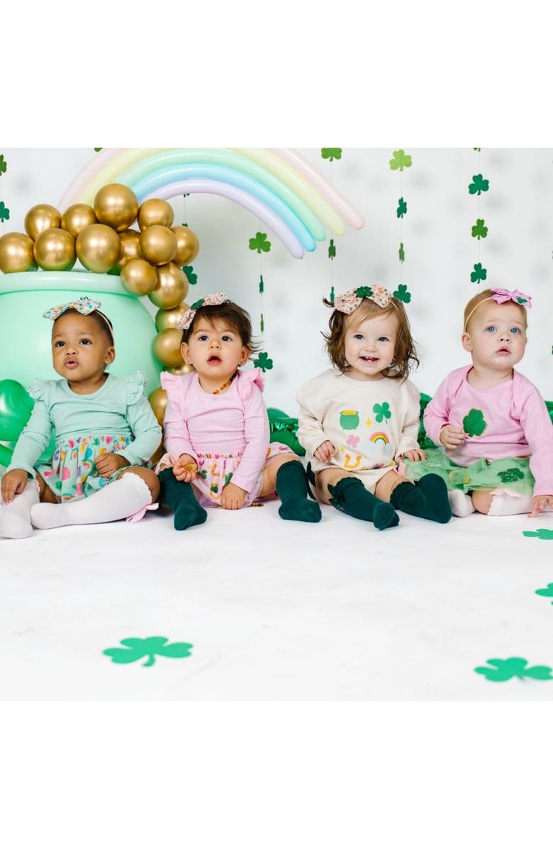 Sweet Wink Lucky Doodle St. Patrick's Day Long Sleeve Tutu Bodysuit, Alternate, color,