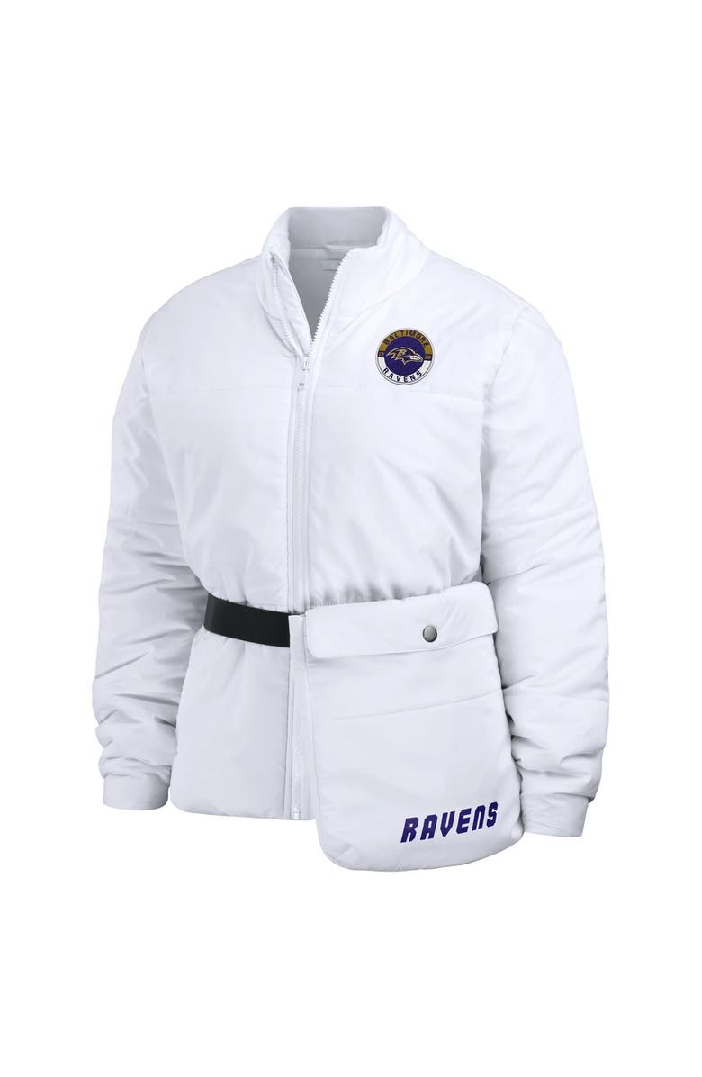 WEAR by Erin Andrews Women's WEAR by Erin Andrews  White Baltimore Ravens Packaway Full-Zip Puffer Jacket, Alternate, color, White