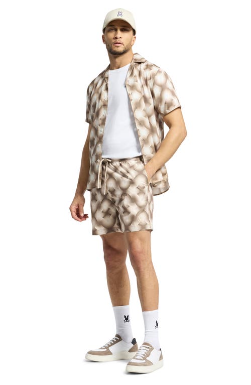 Psycho Bunny Paros Print Swim Trunks In Natural Linen
