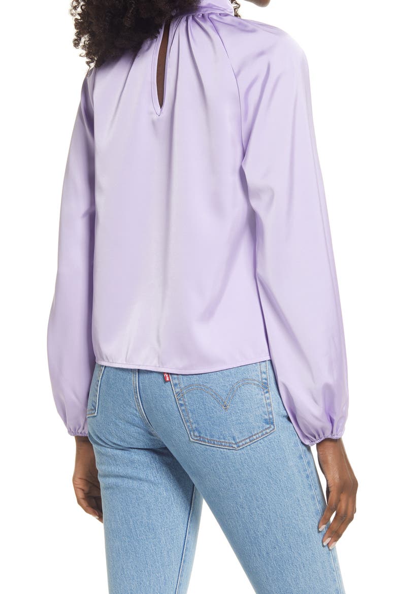 Mock Neck Blouse, Alternate, color, PURPLE SPRAY