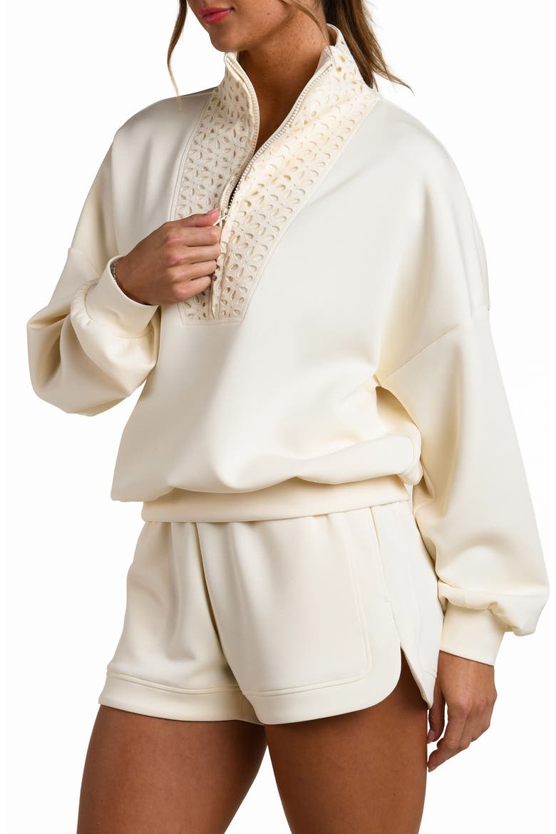 Cloudset Lounge Half Zip Top, Alternate, color, CHALK