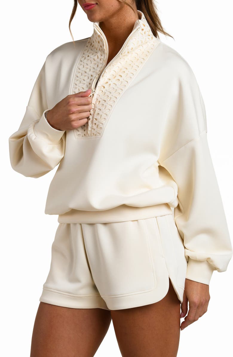 La Blanca Cloudset Lounge Half Zip Top, Alternate, color, Chalk