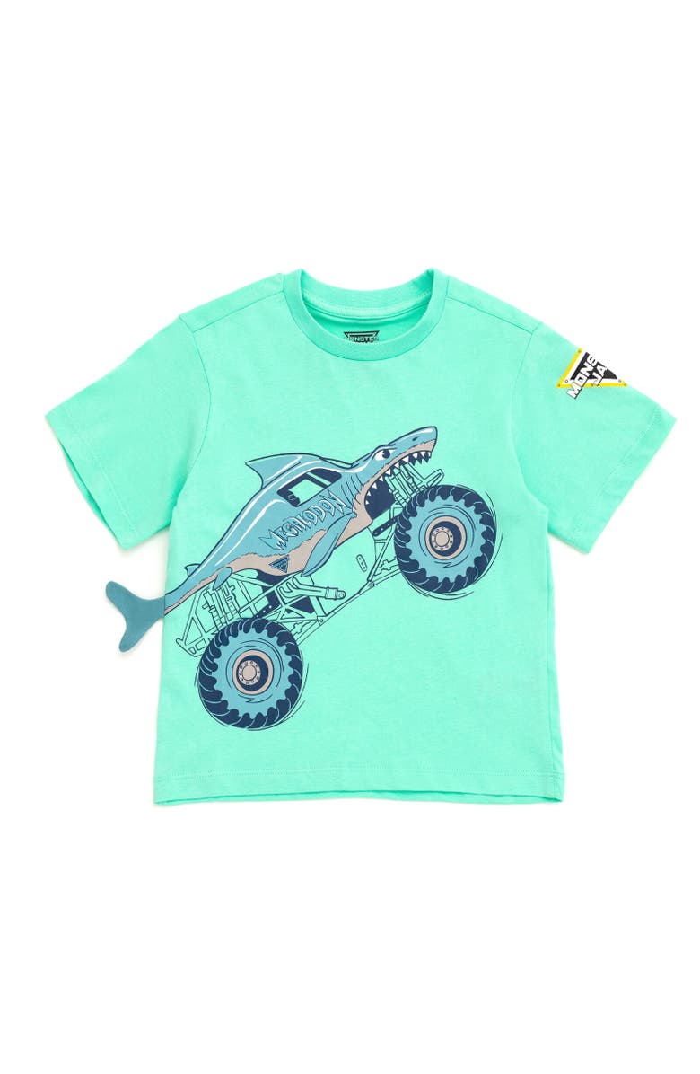 Monster Jam Novelty 3D Graphic T-Shirt, Main, color, Turquoise Megalodon