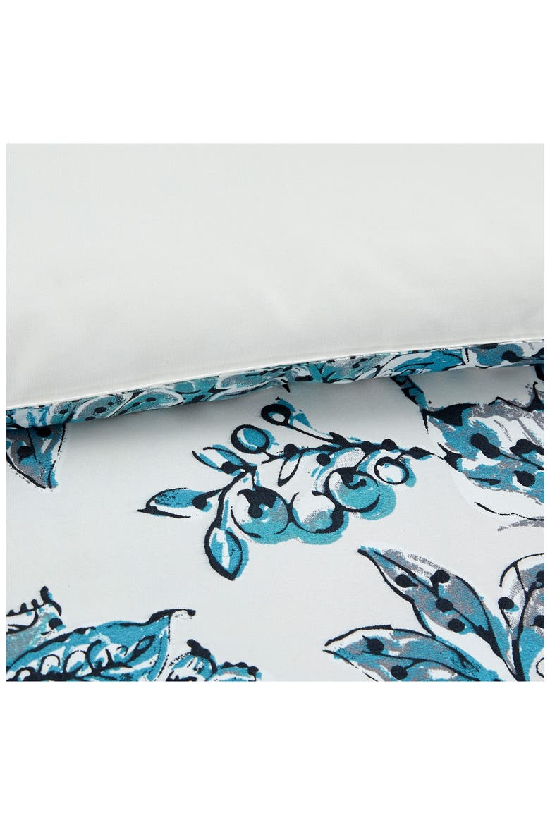 Floral Print Microfiber 5-Piece Comforter Set, Alternate, color, WHITE/ TEAL